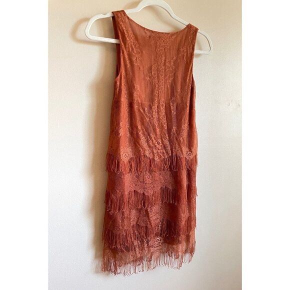 Lush womens rust layered fringe dress XS - Picture 15 of 16